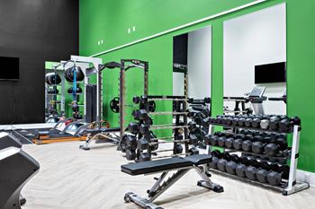 Fitness center with free weights